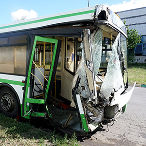 Bus accident scene in Jefferson Parish, Louisiana involving public transit vehicle.